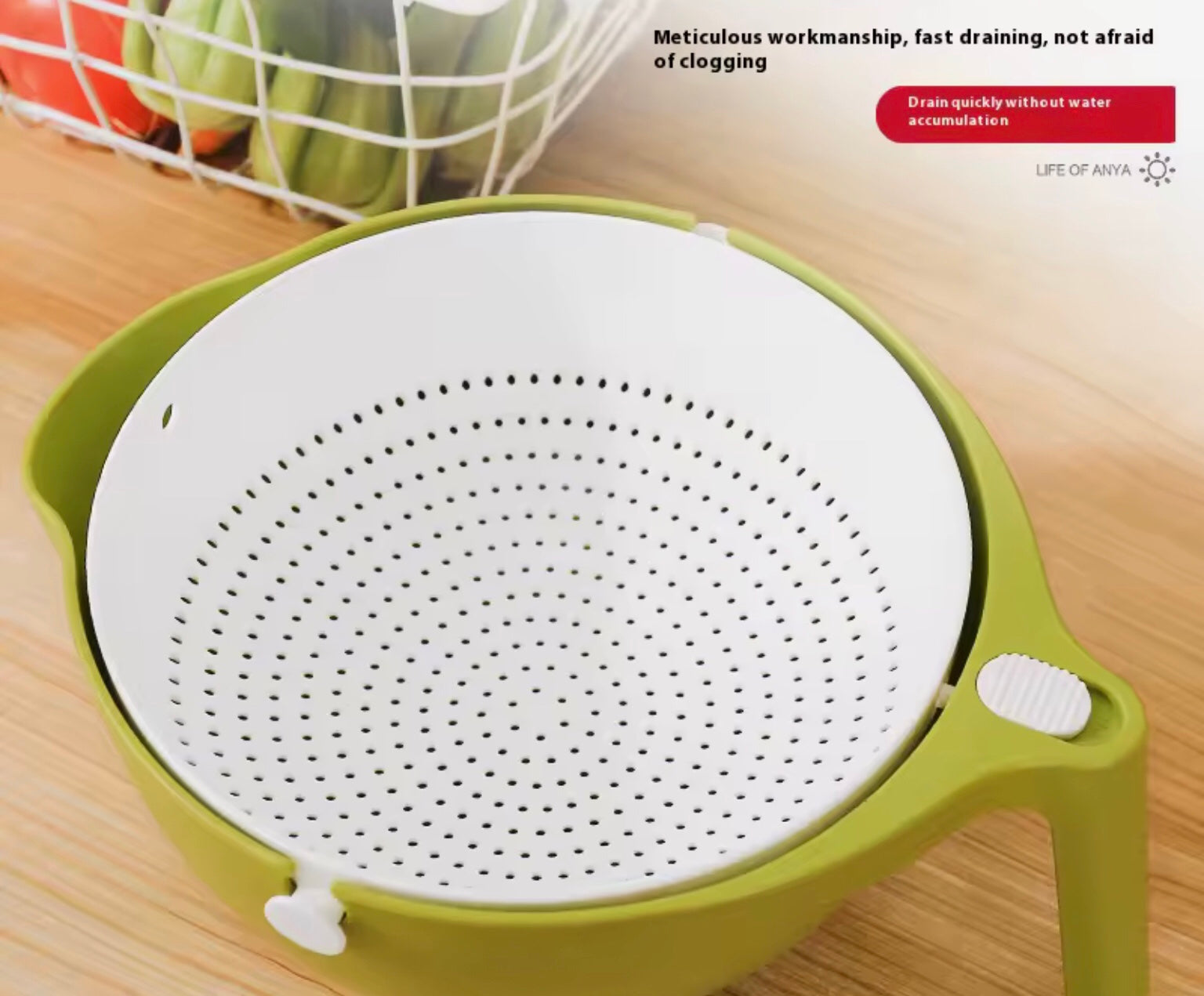 2-in-1 Produce Washing Bowl for Greens, Veg & Fruit