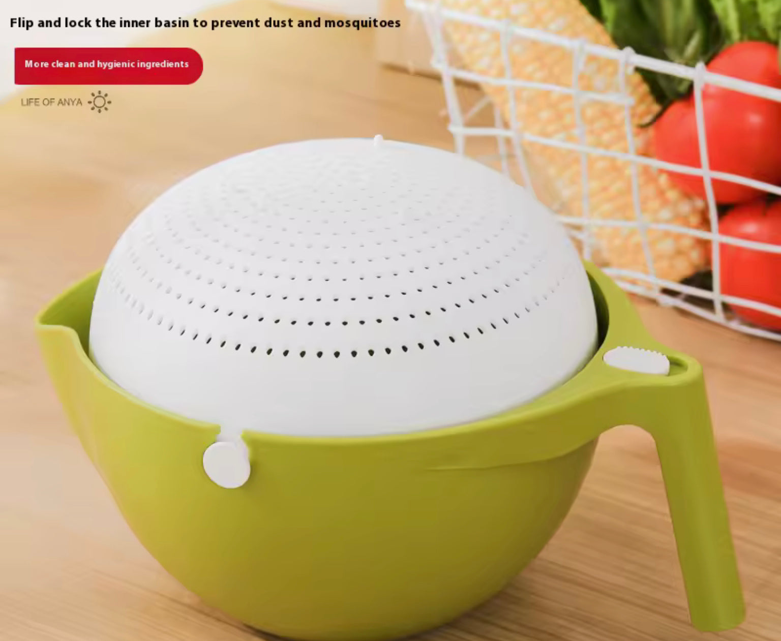 2-in-1 Produce Washing Bowl for Greens, Veg & Fruit